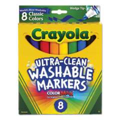 Crayola Ultra-Clean Washable Markers, Fine/Broad Wedge/Chisel Tips, Assorted Colors, 8/Box (874586)