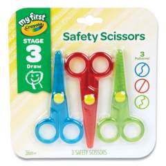 My First Crayola Safety Scissors, Rounded Tip, Assorted Straight Handles, 3/Pack (2754634)