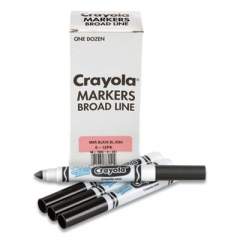 Crayola Broad Line Washable Markers, Broad Bullet Tip, Black, 12/Box (24326301)