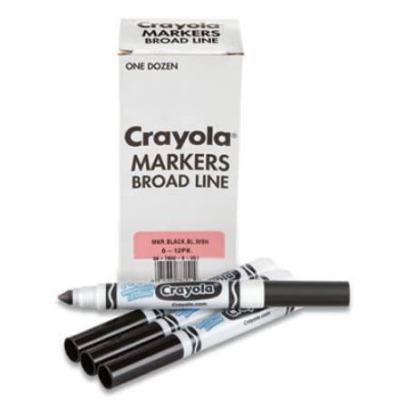 Crayola Broad Line Washable Markers, Broad Bullet Tip, Black, 12/Box (587800051)