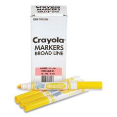 Crayola Broad Line Washable Markers, Broad Bullet Tip, Yellow, 12/Box (24326281)
