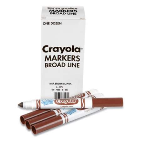 Crayola Broad Line Washable Markers, Broad Bullet Tip, Brown, 12/Box (587800007)