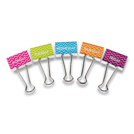 Teacher Created Resources Write-On Binder Clips, Large, Chevron Days of the Week Design, Assorted Colors, 5/Pack (20668)