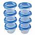 Mini Round Food Storage Containers, 4 oz, Clear/Blue, Plastic, 8/Pack (70240PK)