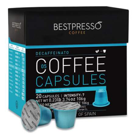 Bestpresso Nespresso Decaffeinato Italian Espresso Pods, Intensity: 7, 20/Box (BST10423)