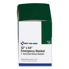 First Aid Only Aluminized Emergency Blanket, 52" x 84", 5/Box (71726)
