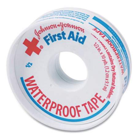 Johnson & Johnson Waterproof-Adhesive First Aid Tape with Dispenser, 1" Core, 0.5" x 10 yds, White (111712000)