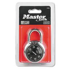Master Lock Combination Lock, Stainless Steel, 1 7/8" Wide, Black Dial (1500D)