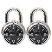 Master Lock Combination Lock, Stainless Steel, 1 7/8" Wide, Black Dial, 2/Pack (1500T)
