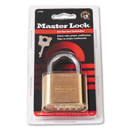Master Lock Resettable Combination Padlock, 2" Wide, Brass (175D)