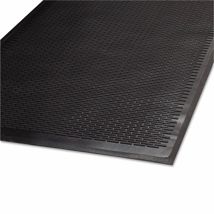 Clean Step Outdoor Rubber Scraper Mat, Black Ribbon Ribbed Polypropylene Surface, 36" x 60" (14030500)