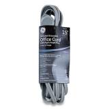 GE Three Outlet Power Strip, 15 ft Cord, Gray (452812)