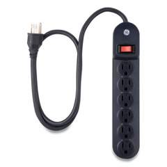 GE Heavy Duty Six Outlet Power Strip, 3 ft Cord, Black (452816)