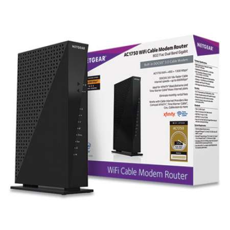 NETGEAR AC1750 Wi-Fi Cable Modem Router, 1 Port, Dual-Band 2.4 GHz/5 GHz (822201)