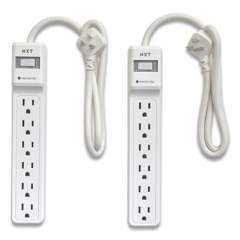 NXT Technologies Surge Protector, 6 AC Outlets, 2.5 ft Cord, 500 J, White, 2/Pack (24324332)