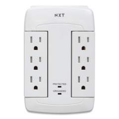 NXT Technologies Wall-Mount Surge Protector, 6 AC Outlets, 2 USB Ports, 900 J, White (24324340)