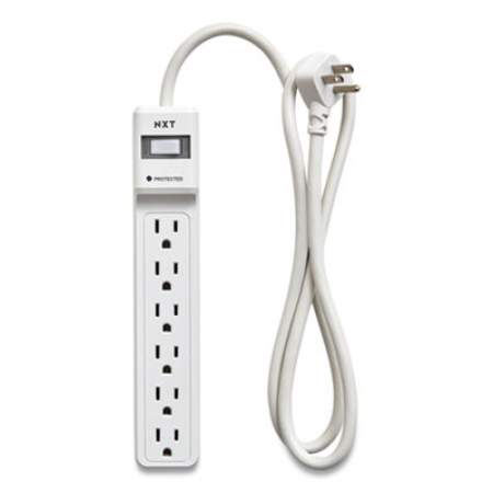 NXT Technologies Surge Protector, 6 AC Outlets, 4 ft Cord, 600 J, White (24373160)