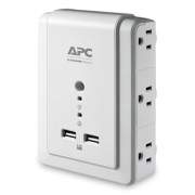 APC SurgeArrest Wall-Mount Surge Protector, 6 AC Outlets, 2 USB Ports, 1020 J, White (P6WU2)