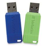 Verbatim PinStripe USB 2.0 Flash Drive, 16 GB, 2 Assorted Colors (1913049)