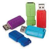 Verbatim PinStripe USB 2.0 Flash Drive, 8 GB, 5 Assorted Colors (1913050)