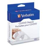 Verbatim CD/DVD Sleeves, 100/Box (49976)