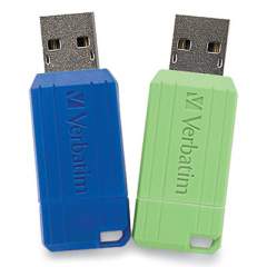 Verbatim PinStripe USB 2.0 Flash Drive, 32 GB, 2 Assorted Colors (2826788)