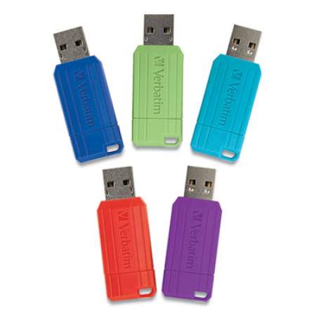 Verbatim PinStripe USB 2.0 Flash Drive, 32 GB, 5 Assorted Colors (24337402)
