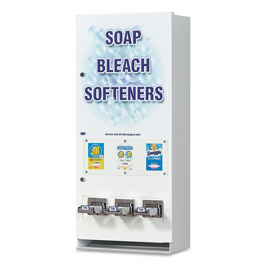 Coin-Operated Soap Vender, 3-Column, 16.25 x 9.5 x 37.75, White/Blue (394100)