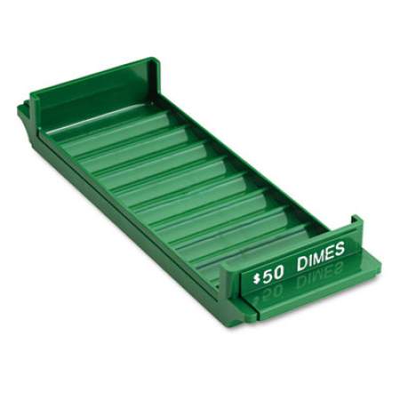 MMF Porta-Count System Rolled Coin Plastic Storage Tray, Interlockable, Stackable, Key Lock, 3.25 x 9.13 x 1.5, Green (212081002)