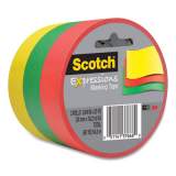 Scotch Expressions Masking Tape, 3" Core, 0.94" x 20 yds, Red, Green, Yellow, 3 Rolls/Pack (200573)