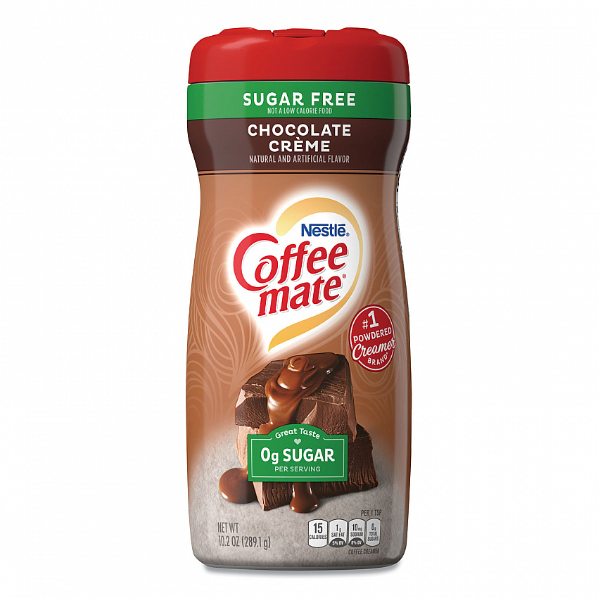 Sugar Free Chocolate Cream Powdered Creamer, 10.2 oz Canister, 6/Carton (59573CT)