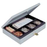 SteelMaster Heavy-Duty Steel Low-Profile Cash Box w/6 Compartments, Key Lock, Gray (221618001)