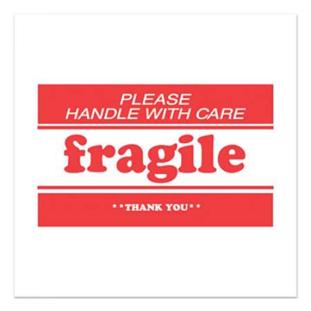 Decker Tape Products Pre-Printed Message Labels, Fragile-Please Handle with Care-Thank You, 2 x 3, White/Red, 500/Roll (DL1271B)