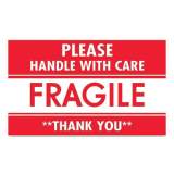 Tape Logic Pre-Printed Message Labels, Fragile-Please Handle with Care-Thank You, 3 x 5, Red/White, 500/Roll (488914)