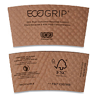 EcoGrip Recycled Content Hot Cup Sleeve, Fits 12, 16, 20, 24 oz Cups, Kraft, 1,300/Carton (EG2000)