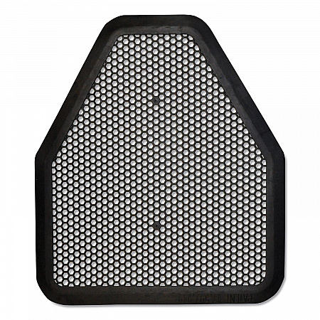 Urinal Mat, Shield-Shaped, Black Non-Slip Perforated Surface, 20.75