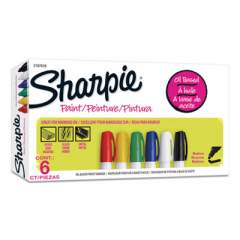 Sharpie Permanent Paint Marker, Medium Bullet Tip, Assorted Colors, 6/Pack (2107618)