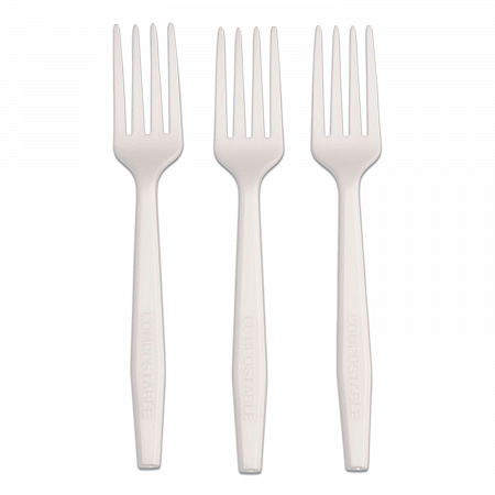 CPLA Cutlery, Heavyweight Fork, Plastic, White, 1,000/Carton (L1801W)