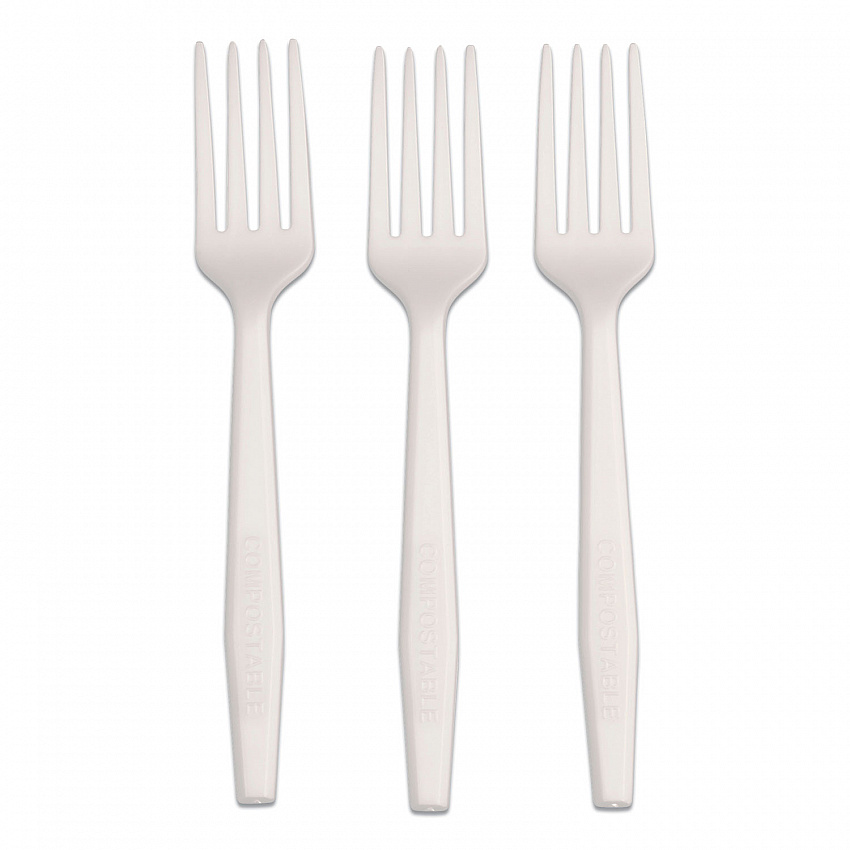 CPLA Cutlery, Heavyweight Fork, Plastic, White, 1,000/Carton (L1801W)