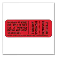 LabelMaster Hazmat Shipping Paper Tab Labels, HAZARDOUS MATERIALS, 2 x 0.75, Red, 500/Roll (2831839)
