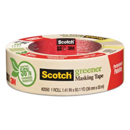 Scotch Greener Masking Tape 2050, 3" Core, 1.41" x 60 yds, Beige (205036A)