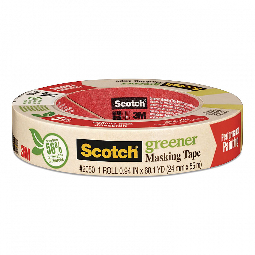 Greener Masking Tape 2050, 3" Core, 0.94" x 60 yds, Beige (205024A)
