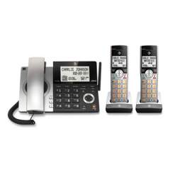 AT&T CL84207 Corded/Cordless Phone, Corded Base Station and 2 Additional Hansets, Black/Silver (726479)