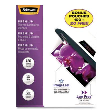 Fellowes ImageLast Laminating Pouches with UV Protection, 3 mil, 9" x 11.5", Clear, 120/Pack (1530746)