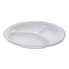 Pactiv Evergreen Unlaminated Foam Dinnerware, 3-Compartment Plate, 9" dia, White, 500/Carton (0TH10011)