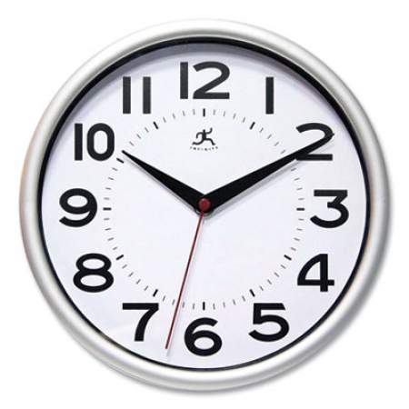Infinity Instruments Metro Wall Clock, 9" Diameter, Silver Case, 1 AA (sold separately) (949663)