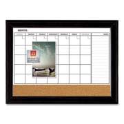 Quartet Magnetic Combination Dry Erase Calendar/Cork Board, 35 x 23, Black Wood Frame (79284)