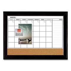 Quartet Magnetic Combination Dry Erase Calendar/Cork Board, 35 x 23, Black Wood Frame (817537)