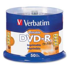 Verbatim DVD-R LifeSeries Printable Disc, 4.7 GB, 16x, Spindle, White, 50/Pack (1674155)