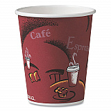 Paper Hot Drink Cups in Bistro Design, 3.35" Diameter x 3.82" h, 10 oz, Maroon, 1,000/Carton (370SI)